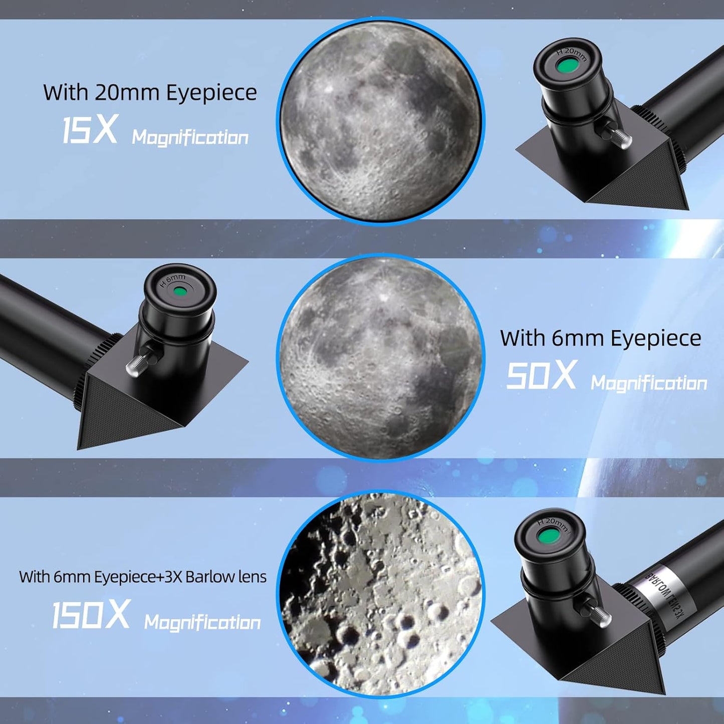Astronomical Telescope for Kids, 70mm Aperture, 400mm Focal Length, 24-180X Magnification, Fully Multi-Coated Optics, AZ Mount with Tripod