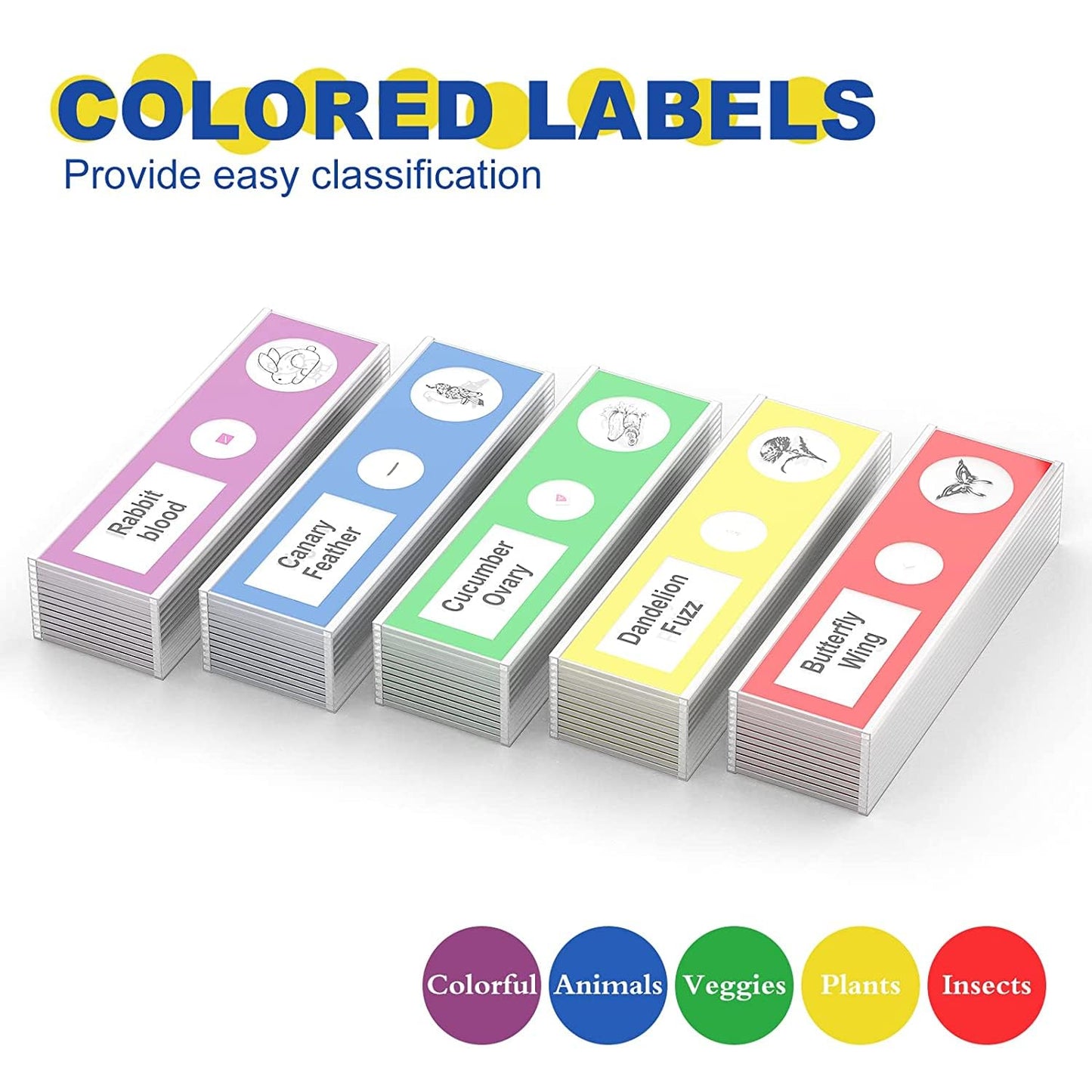 60Pcs Prepared Microscope Slides Specimen Animals Insects Plants Flowers Sample Biological Specimen, Stereo Microscope Slide for Kids Children Students Enlighten Education