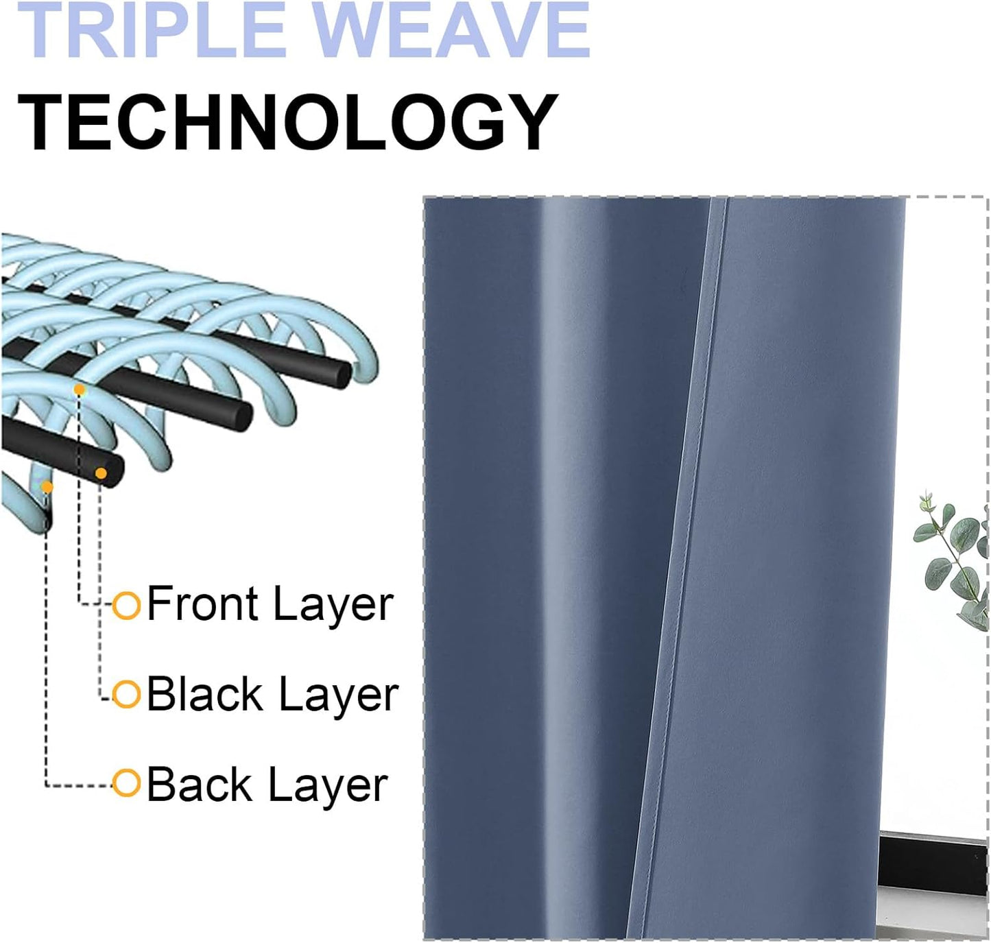 Simplebrand Ava Denim Blue Blackout Curtains for Bedroom 84 Inch Length 2 Panels Set, Solid Thermal Insulated Privacy Living Room Window Treatment Curtains Blackout Drapes, W40 x L84 Inch, Denim Blue