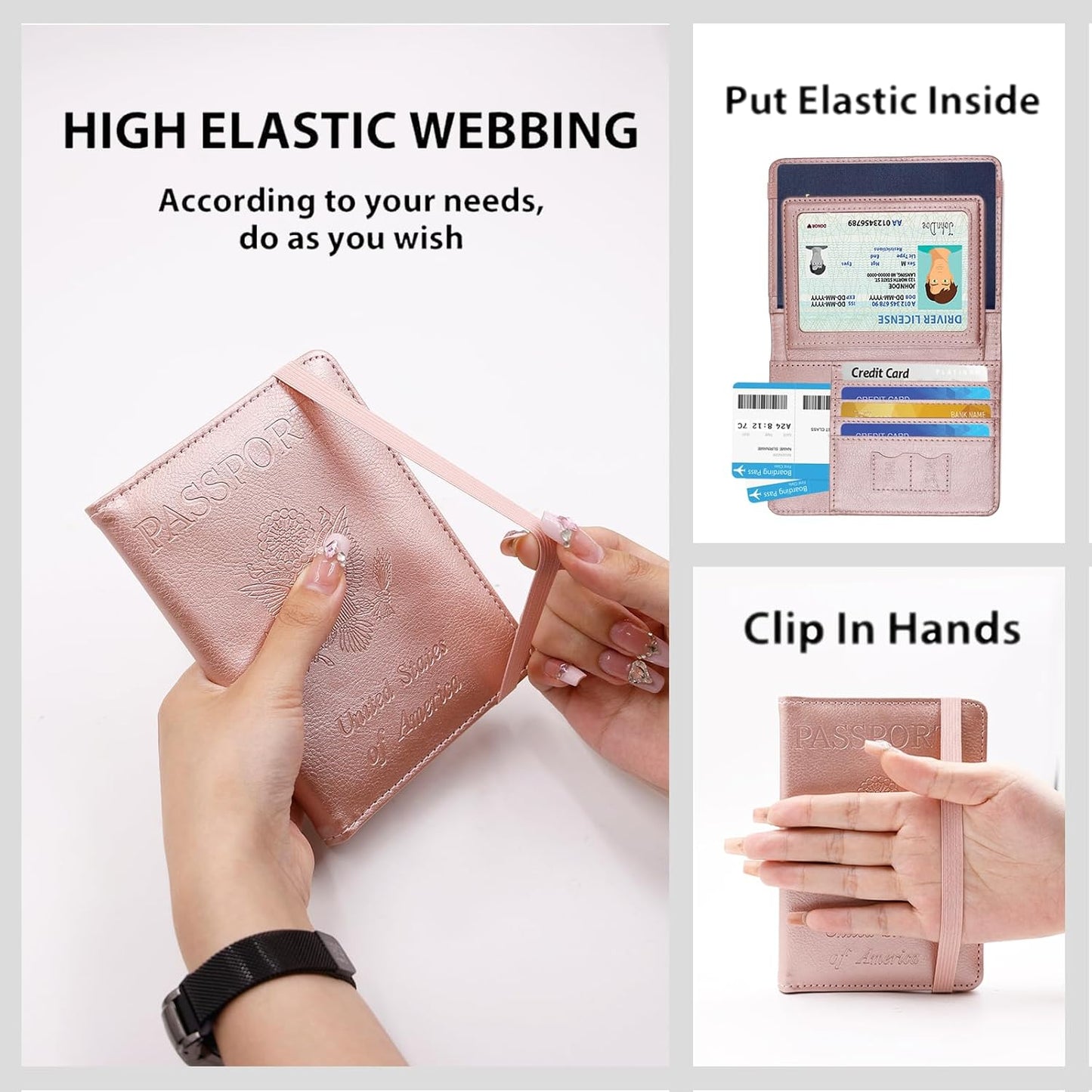 Melsbrinna Rfid Passport Holder for Travel women/Men, Cute Passport Wallet Rfid Blocking Card Slots, Rfid Passport Cover/CaseTravel Wallet, Passport Book Holder (1, Pink2)