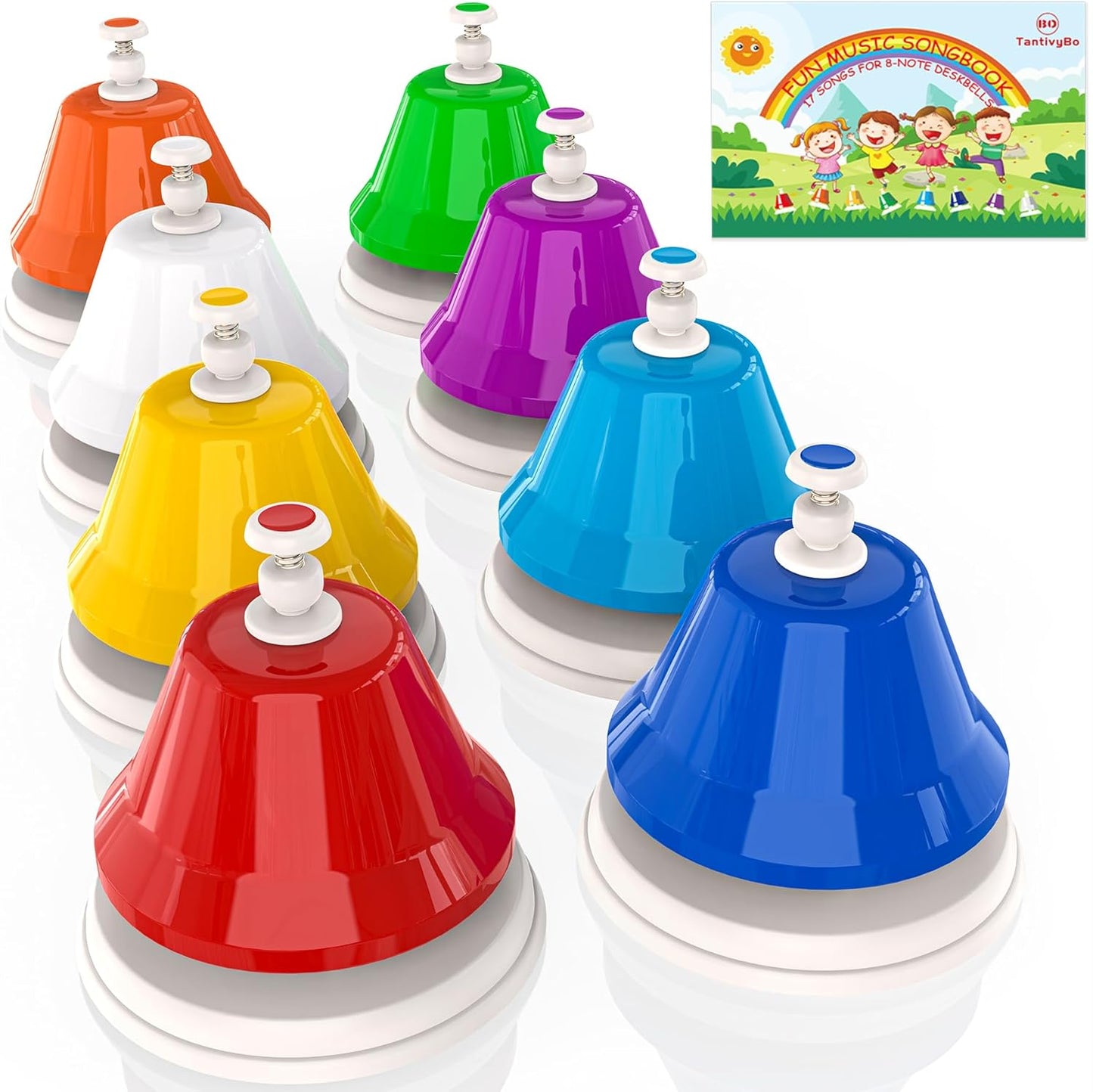 Desk Bells, Rainbow Diatonic Hand Bells for Kids with 17 Songbook, Toddler Preschool Musical Learning Toys, Boys & Girls Birthday Gift for 3-Year-Old and Over by TantivyBo