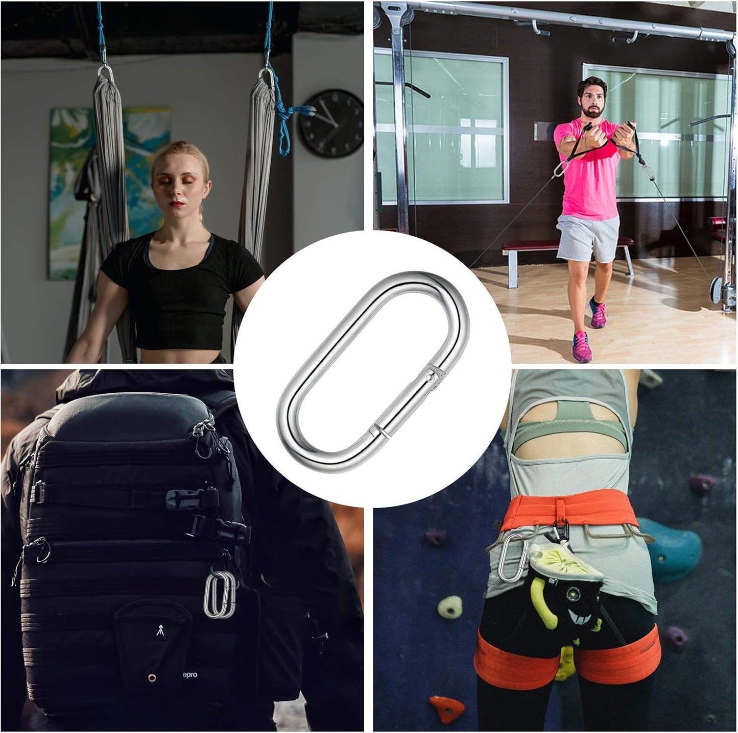 4 Inch Carabiner Clip Heavy Duty Spring Snap Hook Oval Shape 2pcs 10x100mm