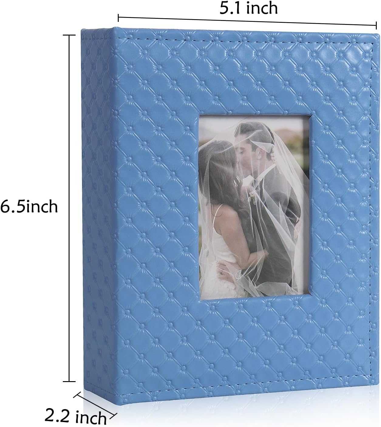 RECUTMS Photo Album 4x6 100 Pockets Photos, Button Grain PU Leather Photo Books Small Picture Album for Baby Family Wedding Christmas Photo Albums Holds 100 Vertical Photos(Blue)