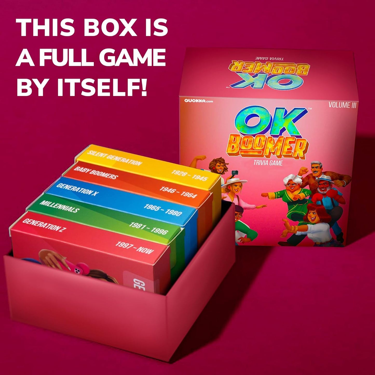 QUOKKA OK Boomer Family Generation Game Volume III - Board Game for Family Night - Trivia Card for Adults and Kids - Fun Party Millennials vs Boomers for Ages 12+