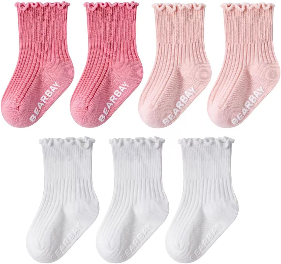 Baby Non Slip Ankle Socks with Grippers for 0 Months-7 Years Old Walking Socks
