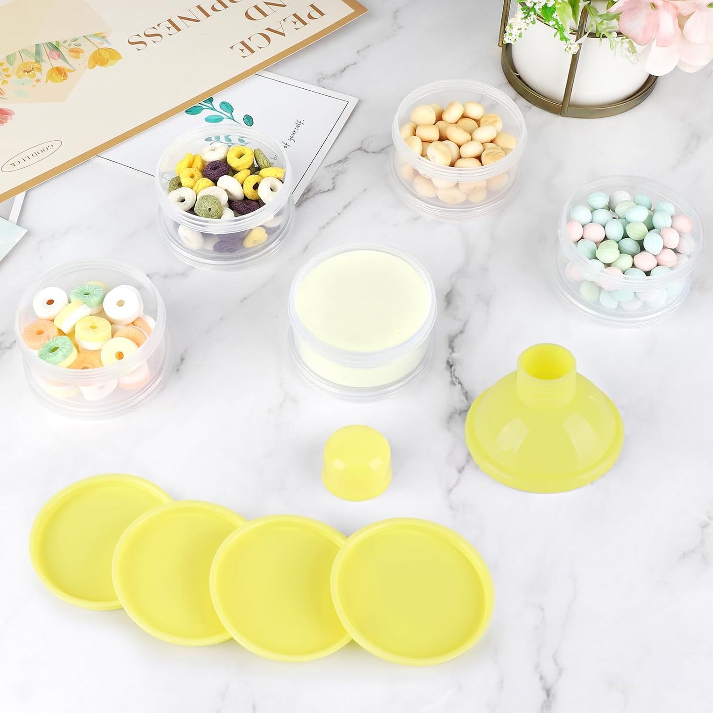 Accmor Formula Dispenser On The Go, 5 Compartments Stackable Formula Container for Travel, Baby Milk Powder Kids Snack Container, BPA Free