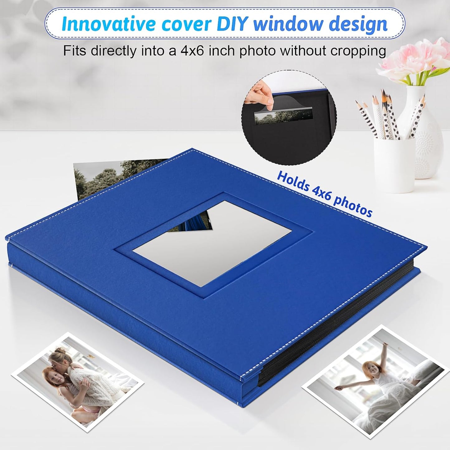 Popotop Photo Album 4x6 500 Pockets with Leather Hardcover Cover, Large Photo Album Binder Book with 50Pcs Pages for Family Travel Wedding Baby Gifts