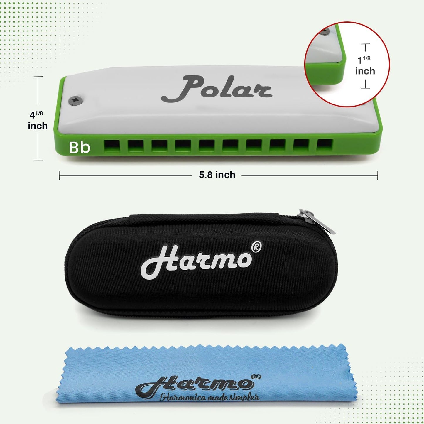 Polar Diatonic Melody Tuned Harmo Harmonica Key of Bb - Special Tuning for Easy Melodies in Cross Harp, 2 Octaves Without Bends, Loud & Responsive with Smooth Edges - USA-Checked