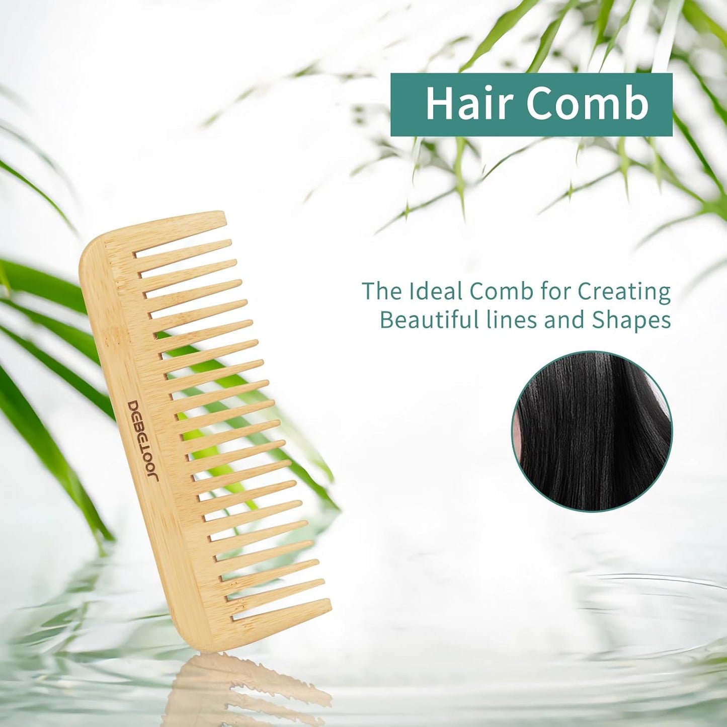 Bamboo Hair Brush Set, Natural Wooden Bamboo Comb Paddle Detangling Hairbrush for Hair Growth - Wide-tooth and Tail Comb Suitable for Thick/Thin/Curly/Dry Hair