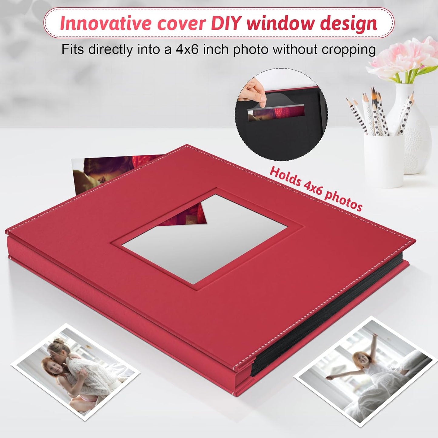 Popotop Photo Album 4x6 800 Pockets with Leather Hardcover Cover, Large Photo Album Binder Book with 80Pcs Pages for Family Travel Wedding Baby Gifts