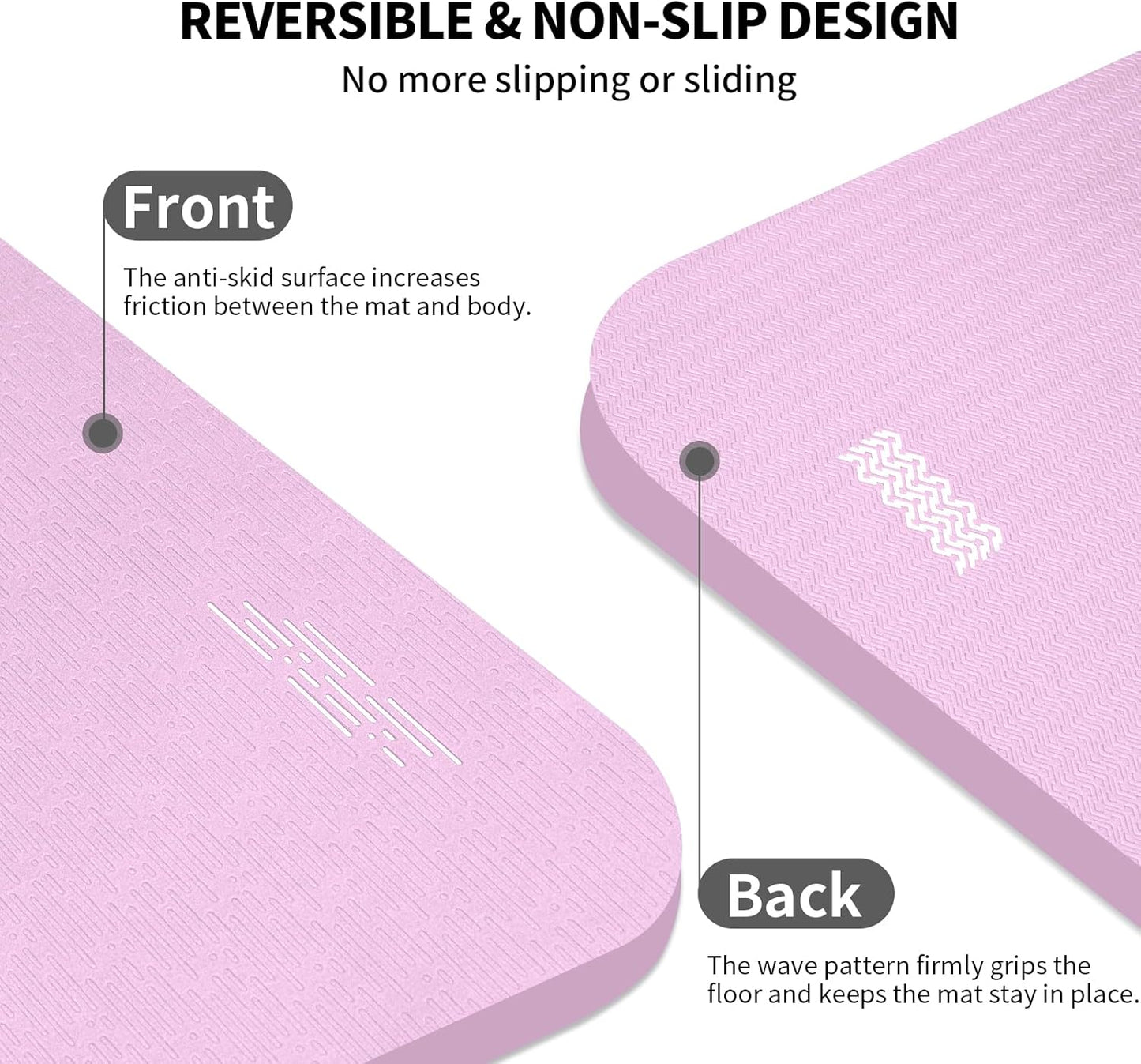 Hatha Yoga Extra Long TPE Yoga Mat 79" x 40” x 1/2" Thick Non-slip Exercise Mat for Home Gym Use, Yoga, Pilates, Fitness & Workouts