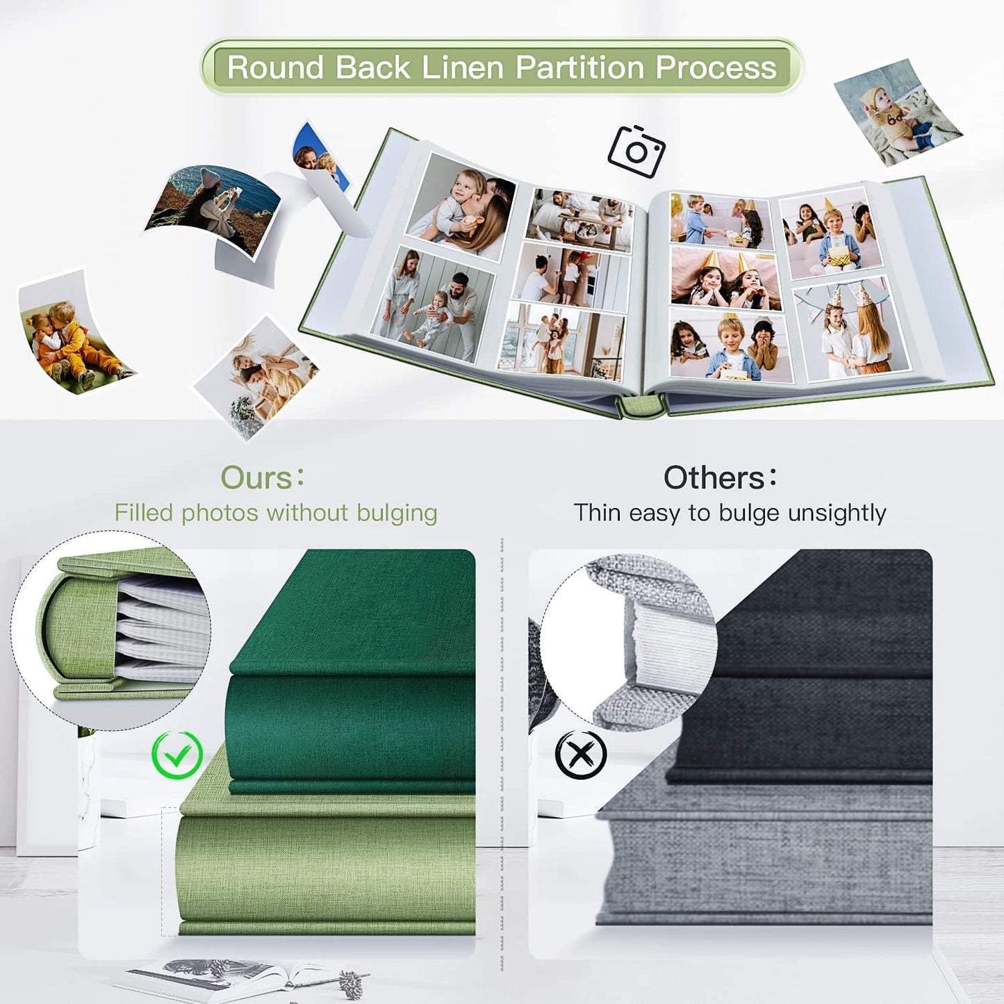 popotop Photo Album 4x6-600 Photos Photo Books with 600 Horizontal and Vertical Pockets,Linen Cover Albums for Family Wedding Anniversary Baby Vacation Pictures