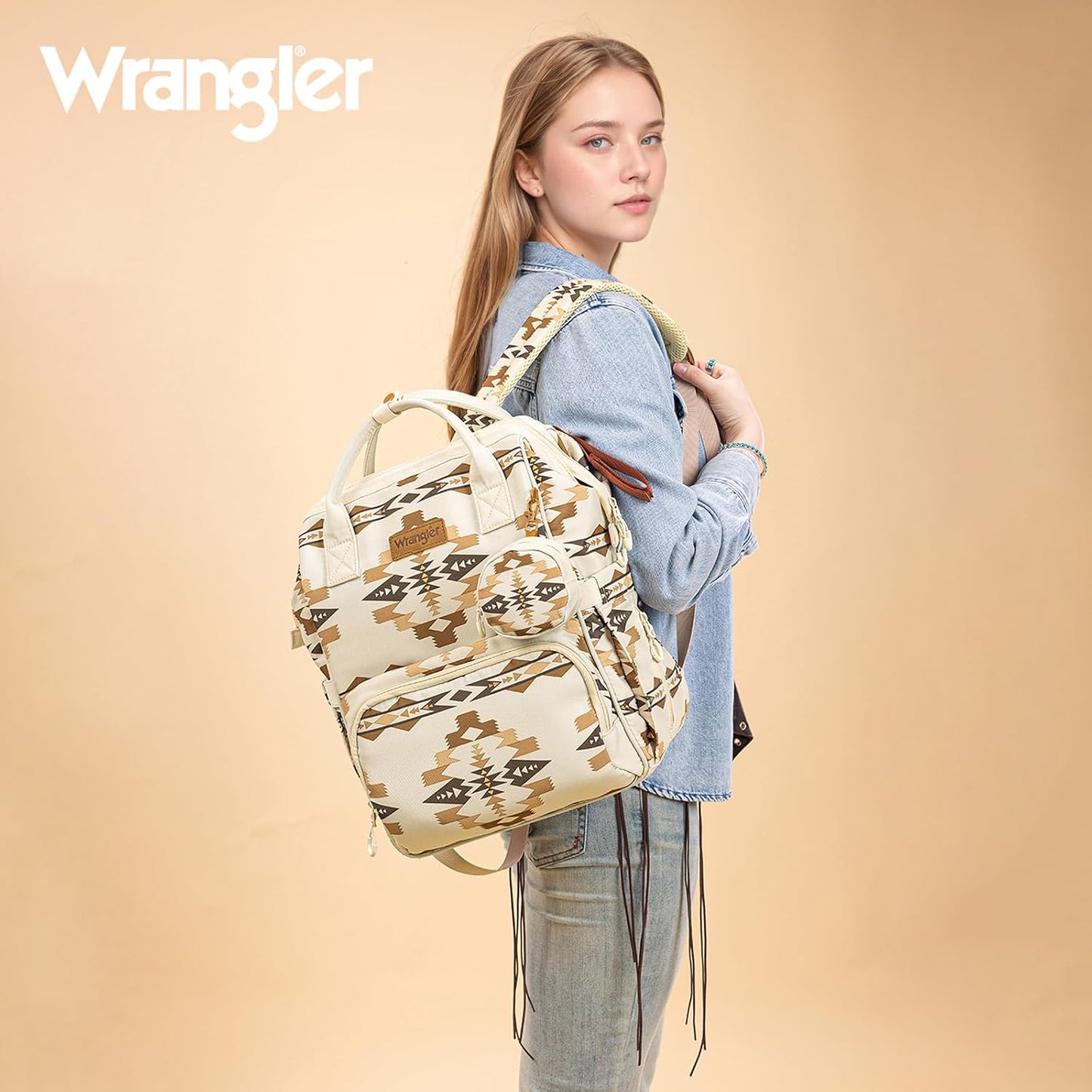 Wrangler Diaper Bag Backpacks Western Backpack Purses Multi-function Baby Bags for Mom with Waterproof Changing Pad & Pacifier Case