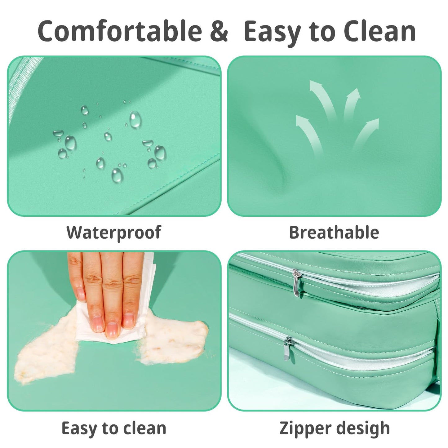 Toddler Booster Seat for Kitchen Chair, 2-in-1 Dining Table Booster Seat with Backrest & Adjustable Straps – Easy-Clean, PU Portable Toddler Eating Travel Increasing Cushion-Green