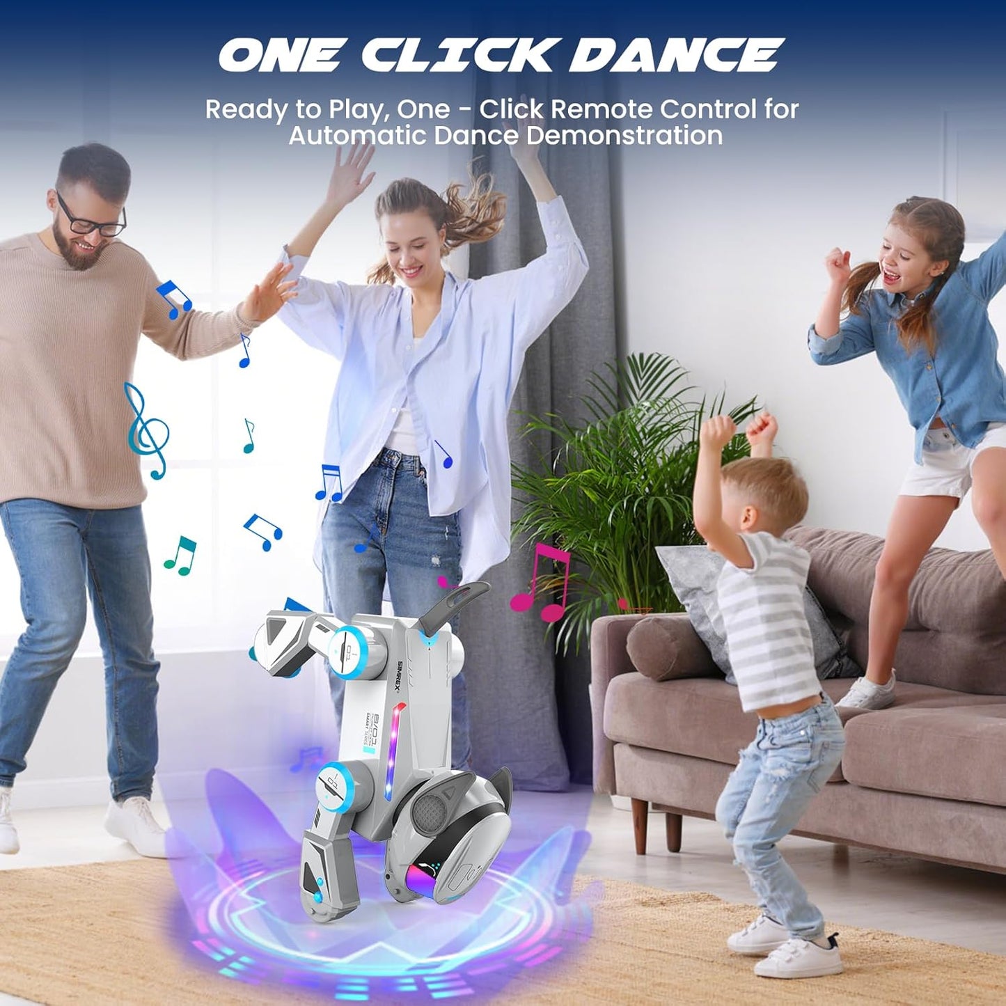 Robot Dog Toys for Kids – Smart Interactive Robot Puppy with Bluetooth,Touch Sensor, Dance Tricks, LED Eyes, 2 Rechargeable Batterys, Gift for Kids Boys and Girls(Gray)