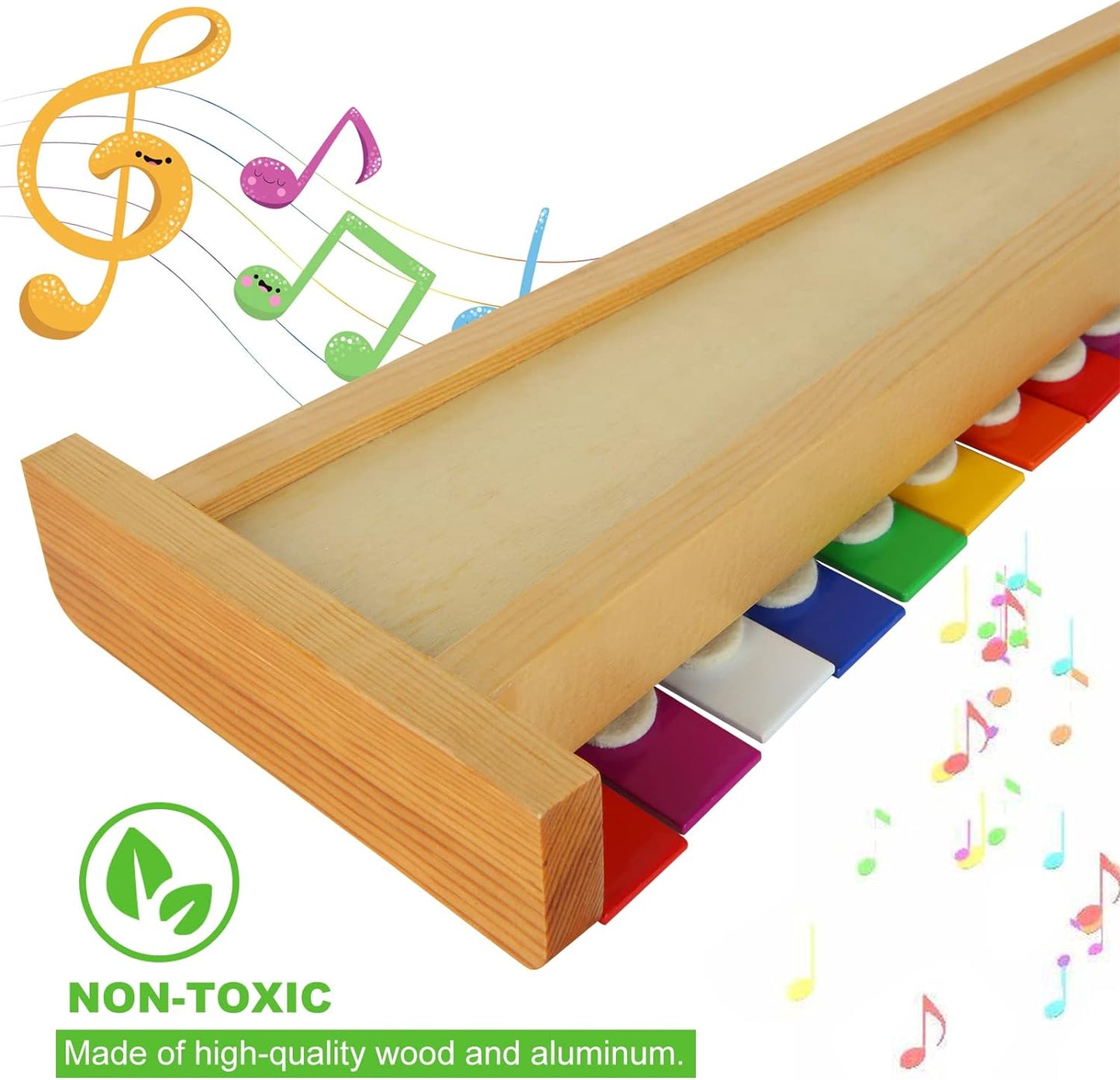 15 Tone Xylophone Glockenspiel Colorful Wooden Xylophone Xilofono Instrument with 2 Mallets for Beginner