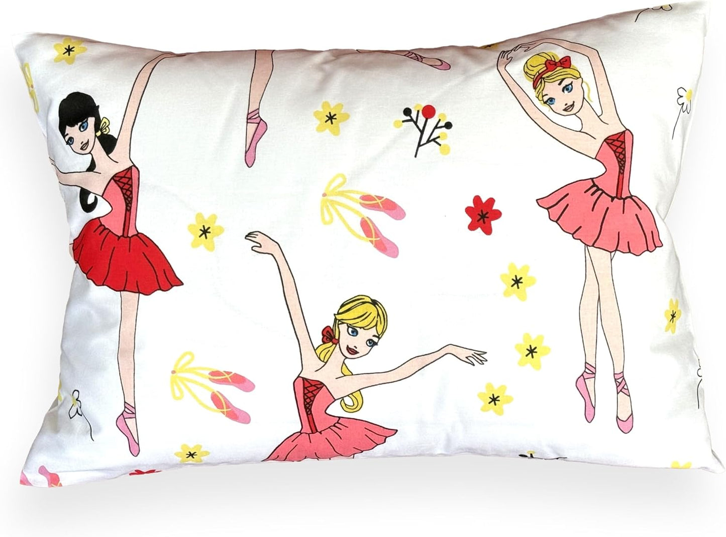 13x18 Toddler Pillowcase - Ballerina Toddler Pillow Case Cotton, Toddler Pillowcase for Girls, Girly Pillow Case for Travel Size Small - Red Ballerina