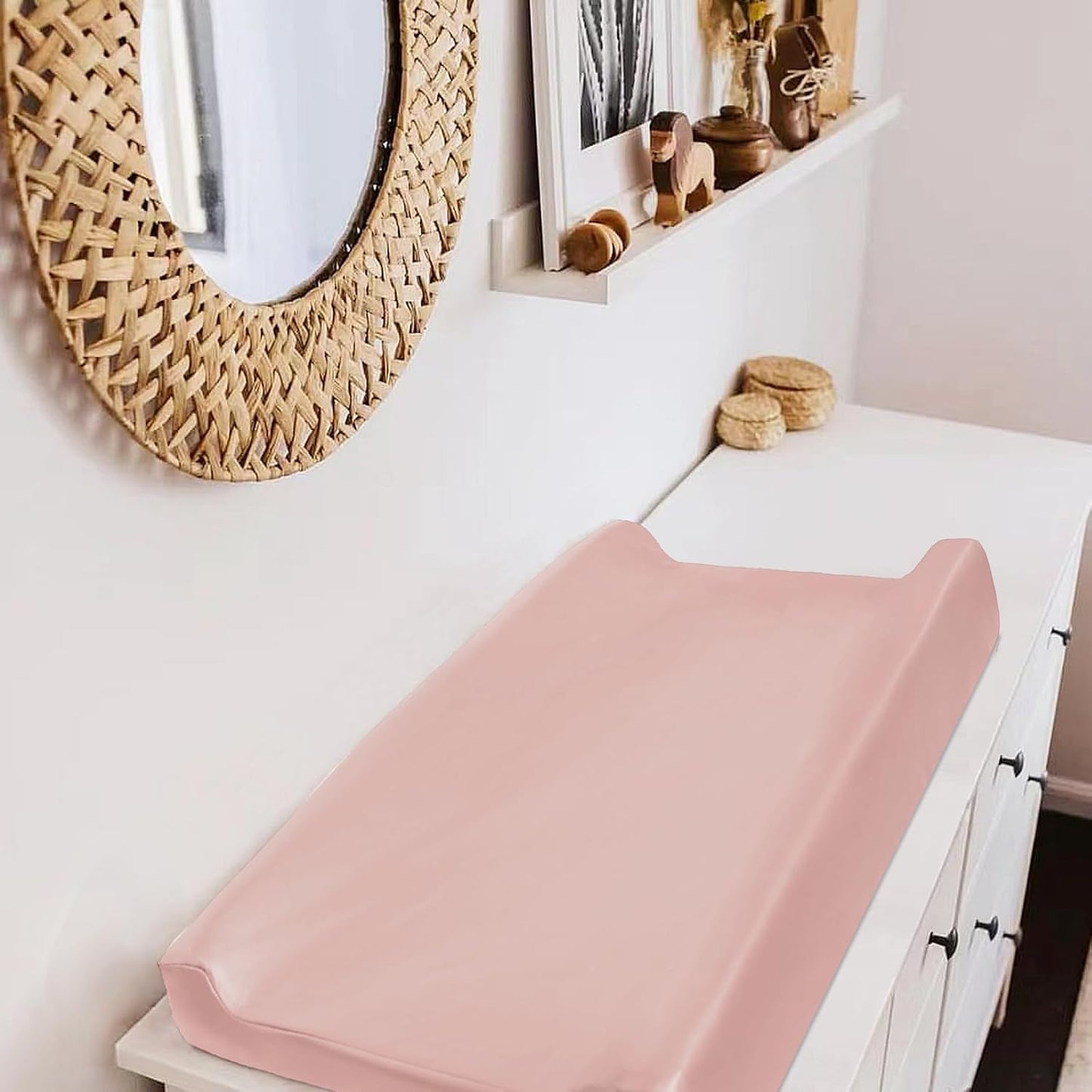 Owlowla Changing Pad Cover,Waterproof Changing Pad Covers-Soft Leather Diaper Changing Table Cover,Fits Standard Changing Pads for Baby Boy Girl（Blush）