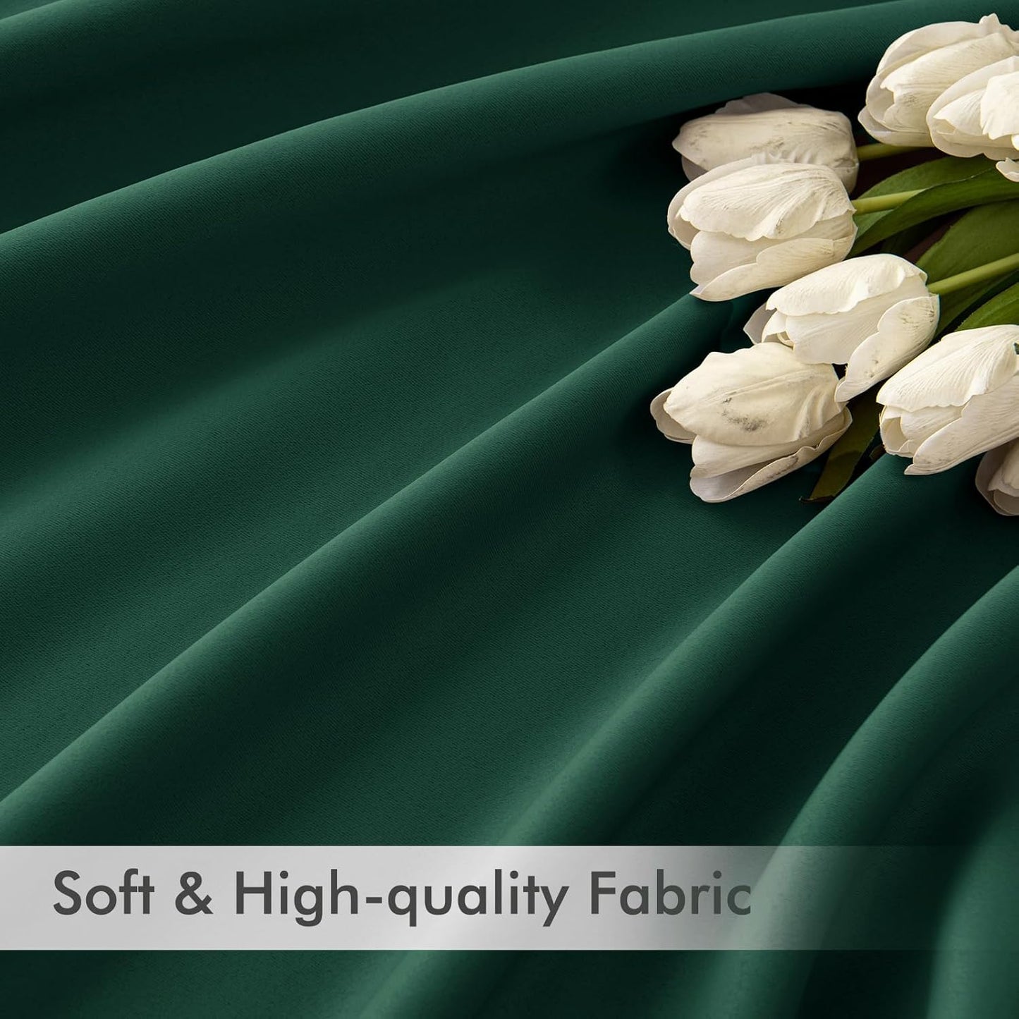 MIULEE Hunter Green Back Tab Blackout Curtains 90 Inches Long 2 Panels Set for Living Room Bedroom, Rod Pocket/Pinch Pleat Thermal Insulated Room Darkening Pleated Light Blocking Drapes