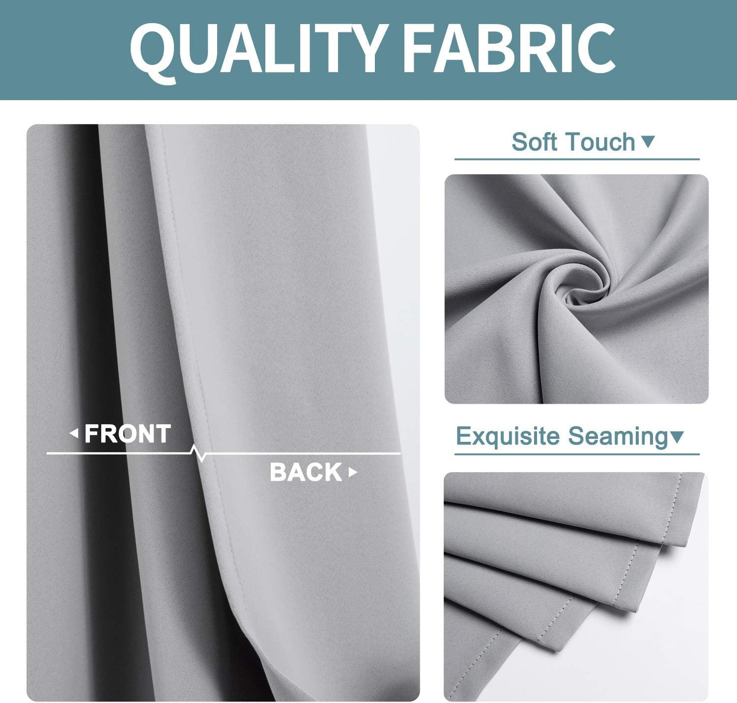 ChrisDowa Blackout Curtains 90 Inches Long 2 Panels Set for Living Room, Grommet Thermal Insulated Room Darkening Curtains for Bedroom (Light Grey, 52 x 90 Inch)