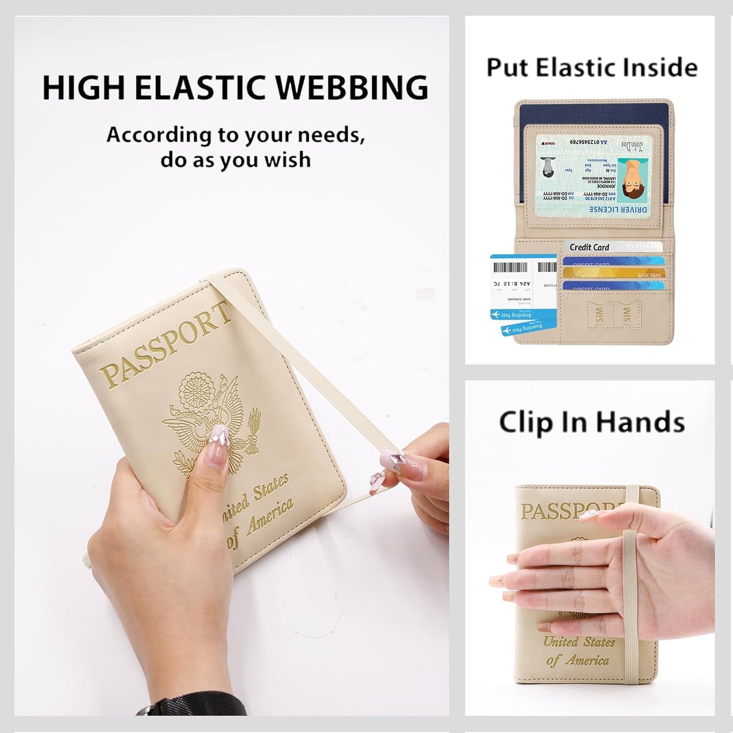 Melsbrinna Rfid Passport Holder for Travel women/Men, Cute Passport Wallet Rfid Blocking Card Slots, Rfid Passport Cover/CaseTravel Wallet, Passport Book Holder (1, Beige)