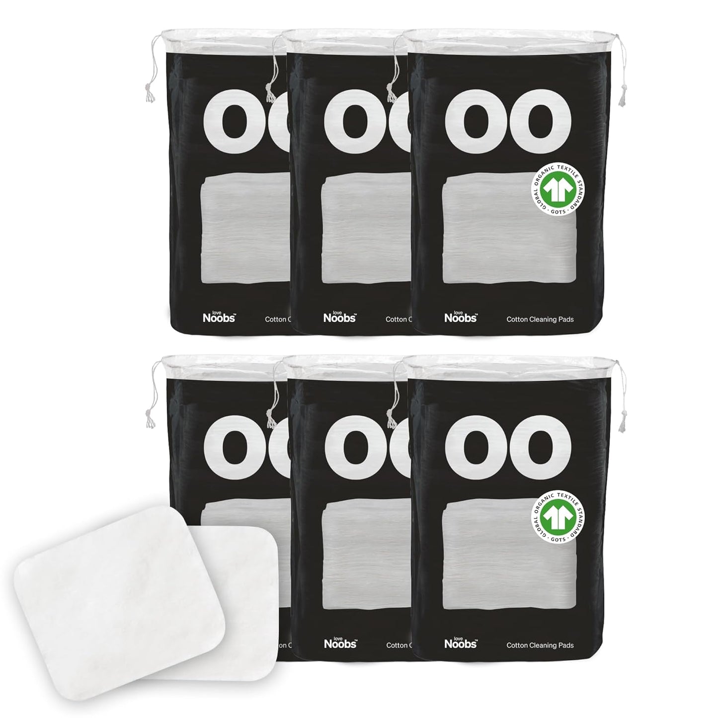 Baby Cotton Pads for Diaper Change by LoveNoobs, 360 Count, Ultra Soft 100% Organic Extra Large Cotton Pads for Baby Sensitive Skin, Lint-Free, Premium Jumbo Size, GOTS Certified