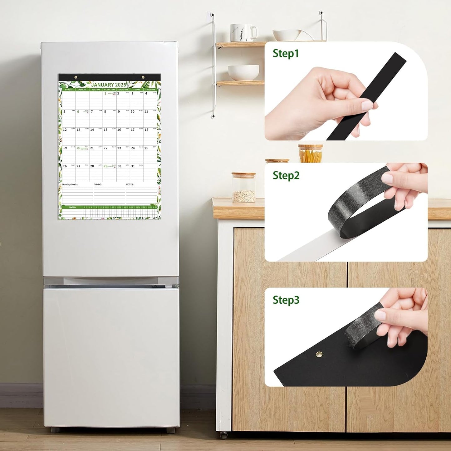 Ospelelf Magnetic Calendar 2025-2026 Wall Calendar 12'' x 17'' Desk Calendar for Refrigerator 18 Months, Use Jan 2025 - June 2026