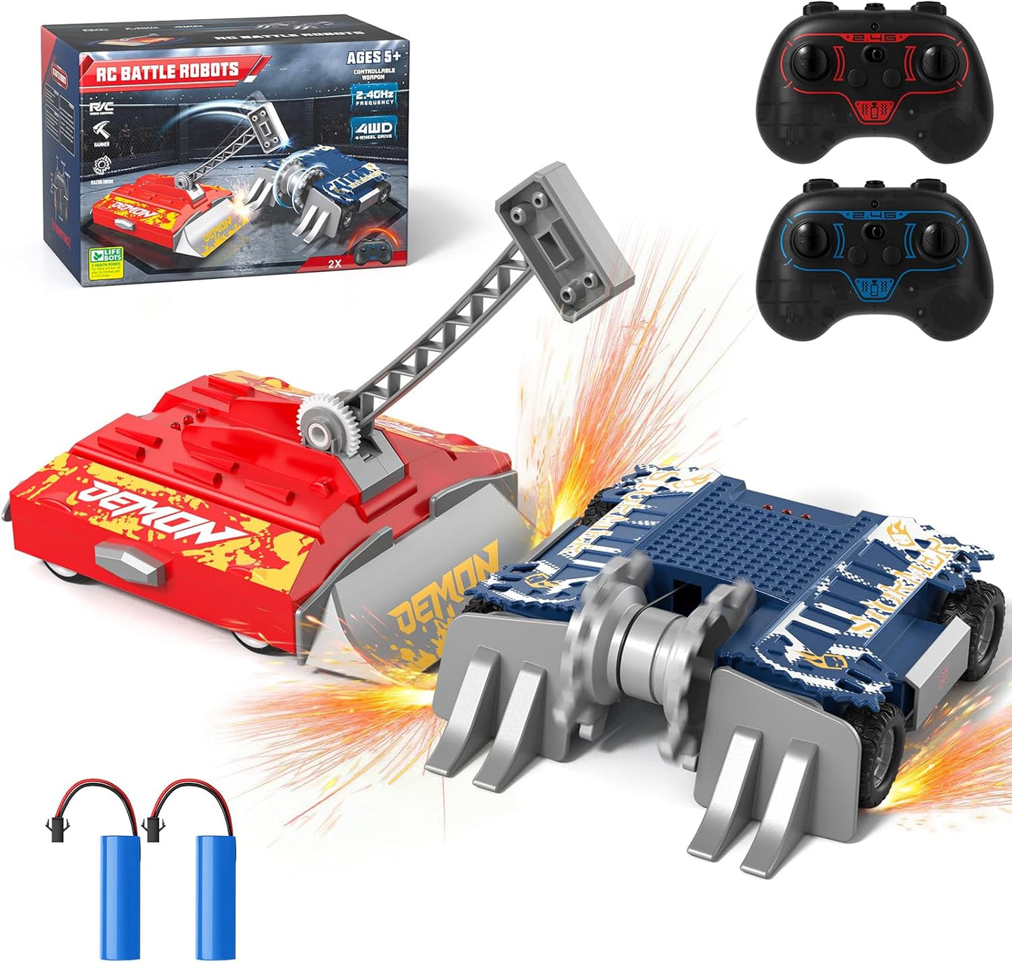 Remote Control Battle Robots, RC Fighting Robots Toys for Kids, Combat Robot STEM Toys, 4WD 2.4 GHz Remote Control Robot Set Birthday Gifts for Boys and Girls Age 5 & Up