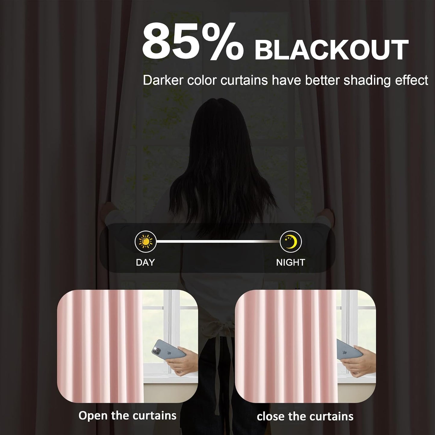 KEQIAOSUOCAI Pinch Pleated Curtains 92 Inches Long,Home Fashion Microfiber Thermal Insulated Cortinas Room Darkening Curtain for Bedroom (Baby Pink, 2 Panels, 40 Width by 92 inch Lenth)