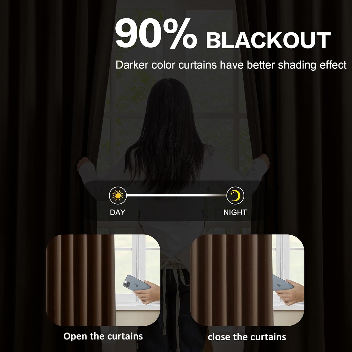 Chocolate Brown Espresso Pinch Pleated Blackout Curtains 102 Inches Long,Thermal Insulated Pinch Pleats Window Curtains Panels Drapery for Bedroom, Living Room,Office, 40" W x 102" L, Set of 2