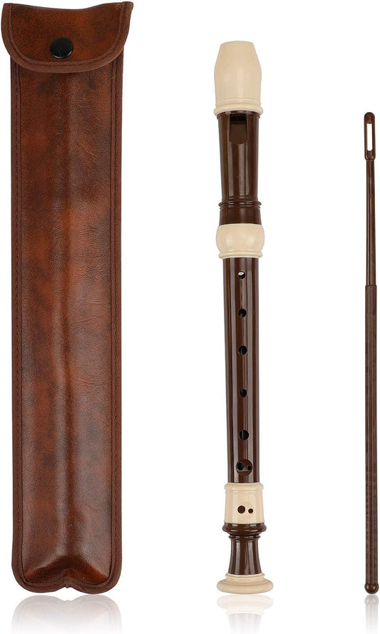 Soprano Recorder Descant Flauta Recorder 8 Hole ABS Clarinet German Style Treble flute C Key With Fingering Chart Instructions with Cleaning Rod Bag (baroque)