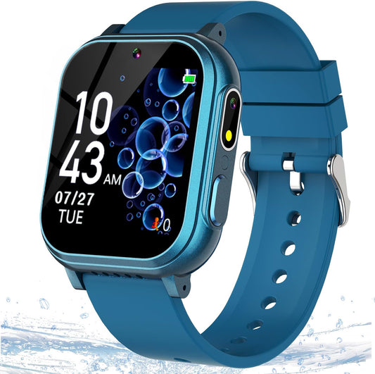 Kids Waterproof Smart Watch with 32 Games HD Touchscreen Dual Camera Music Player Pedometer Flashlight Habit Tracking Learn Card Toy for Boys, Birthday Gifts for Boys Girls 4 5 6 7 8 Year Old