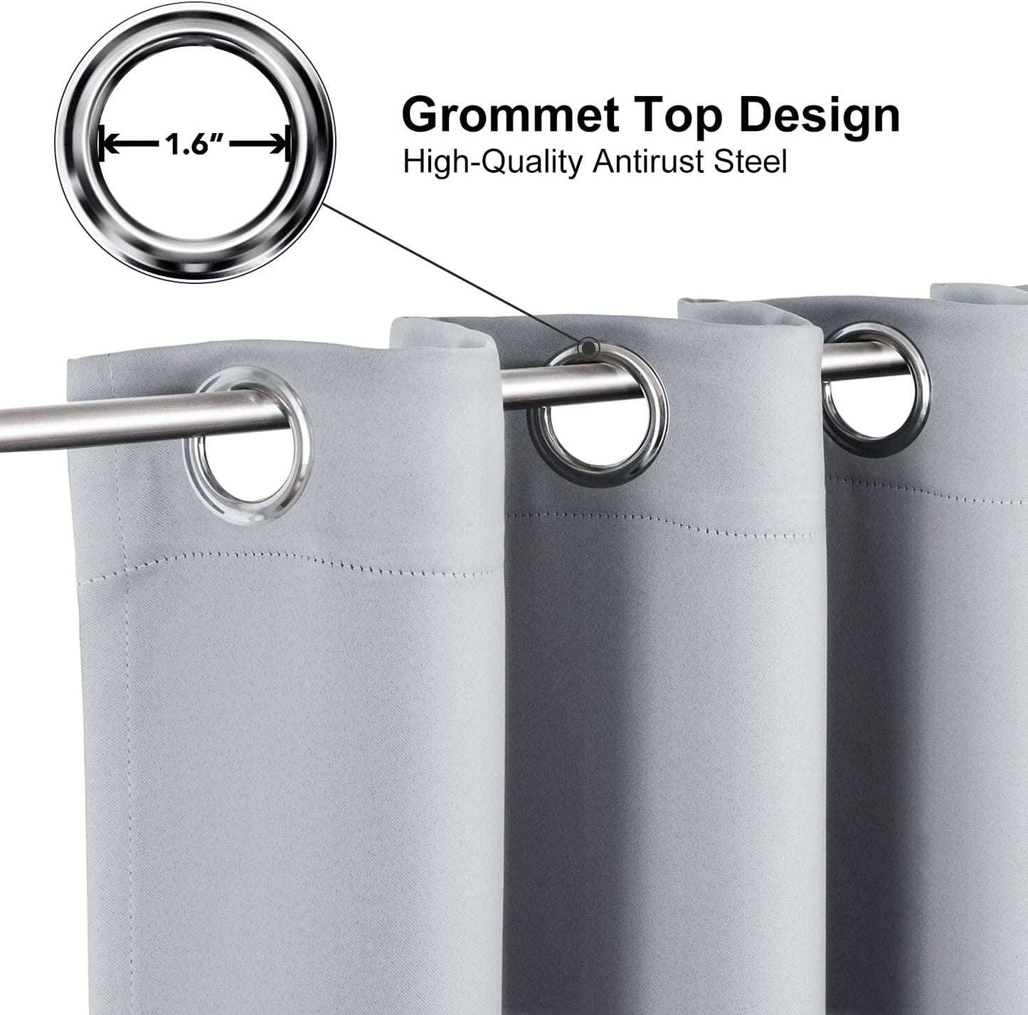 ChrisDowa Small Window Curtains for Kitchen and Bedroom - Grommet Short Thermal Insulated Room Darkening Curtains (2 Panels, Light Grey, 42 x 36 Inch)