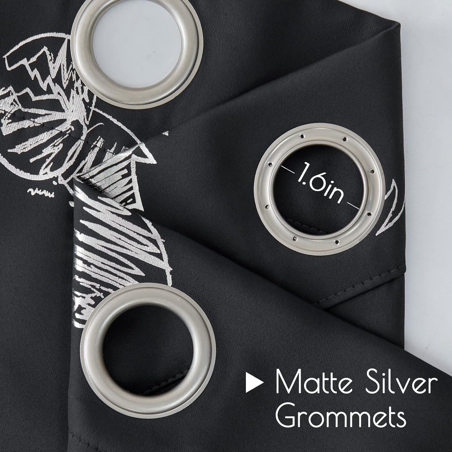 Vangao Kids Curtains Black Blackout Dinosaur Curtains for Boys Kids Nursery Girls Room Silver Dino Foil Print Thermal Insulated Drapes Grommet Top Window Treatments 84 Inches Length 2 Panels