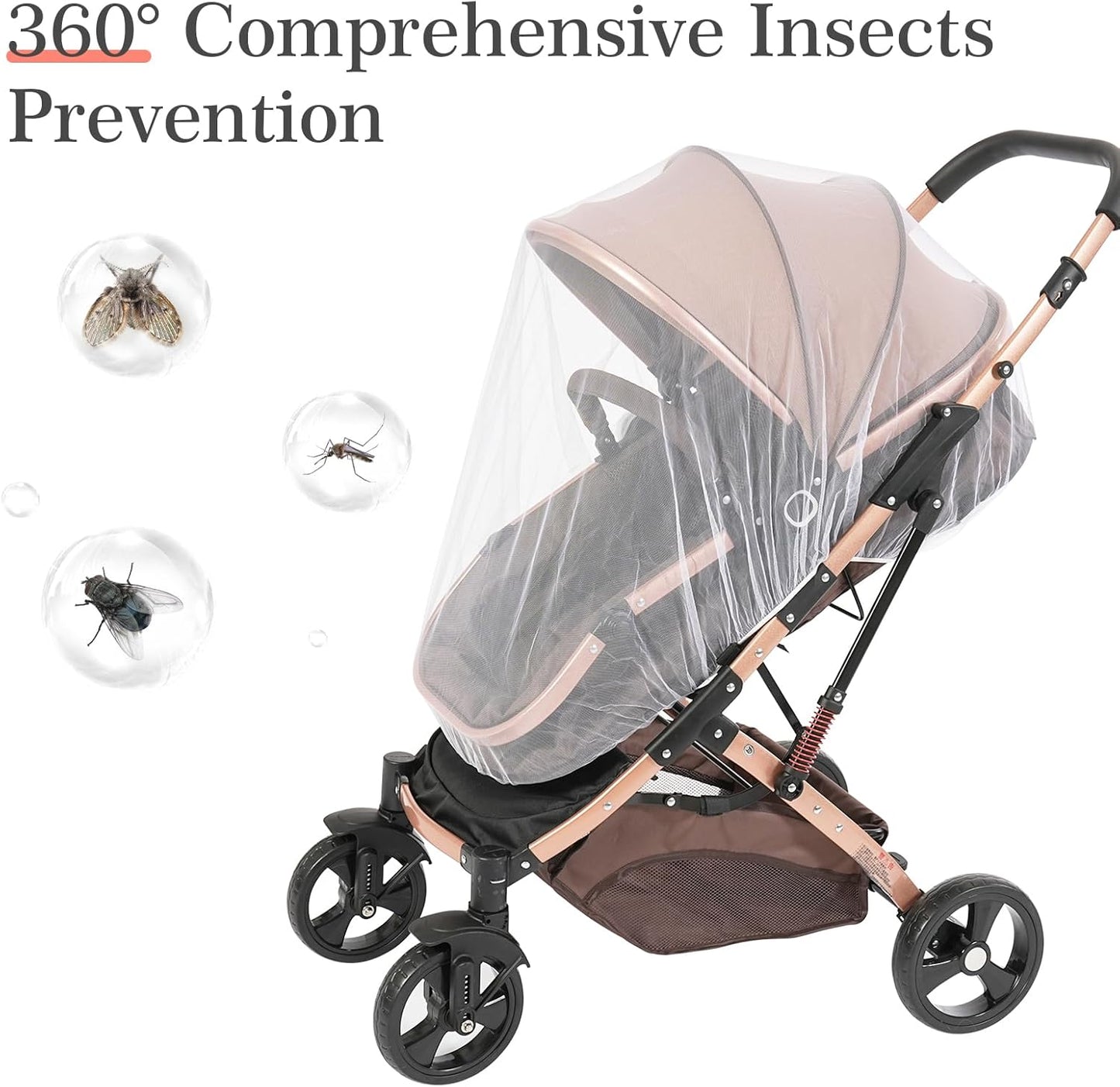 Baby Mosquito Net for Stroller, Perfect Bug Net for Stroller/Bassinets/Cradles/Playards/Pack N Plays and Portable Mini Crib, Durable Baby Insect Netting, White