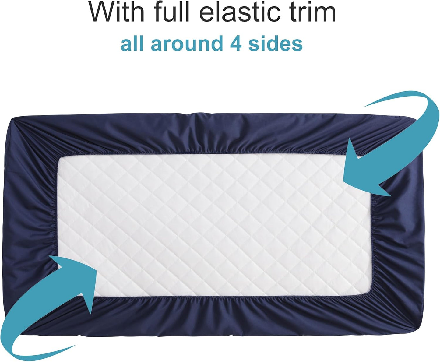 NTBAY 2 Pack Waterproof Mini Crib Mattress Protector, Quilted 24"x38" Fitted Mattress Cover - Machine Washable - Soft and Breathable Baby Mattress Pad Sheet for Mini Crib and Baby Playards, Navy Blue