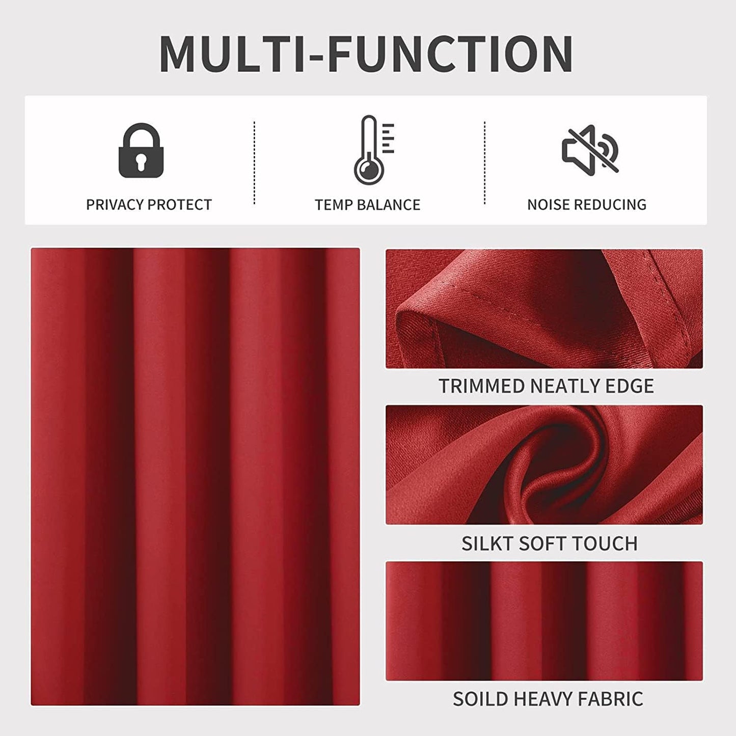 Joydeco Blackout Curtains 95 inch Long 2 Panels Set, Thermal Insulated Long Curtains & Drapes 2 Burg, Room Darkening Grommet Drapes for Bedroom Living Room Windows (W52 x L95 Inch, Red)