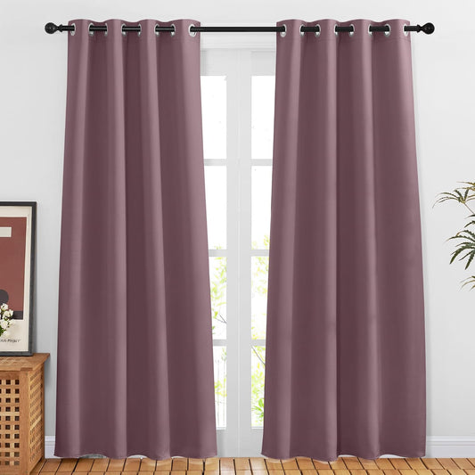 NICETOWN Dry Rose Doorway Curtains for Girls Bedroom, Grommet Window Treatment Thermal Insulated Privacy Door Curtains for Living Room, Dry Rose, Set of 2, W46 x L80