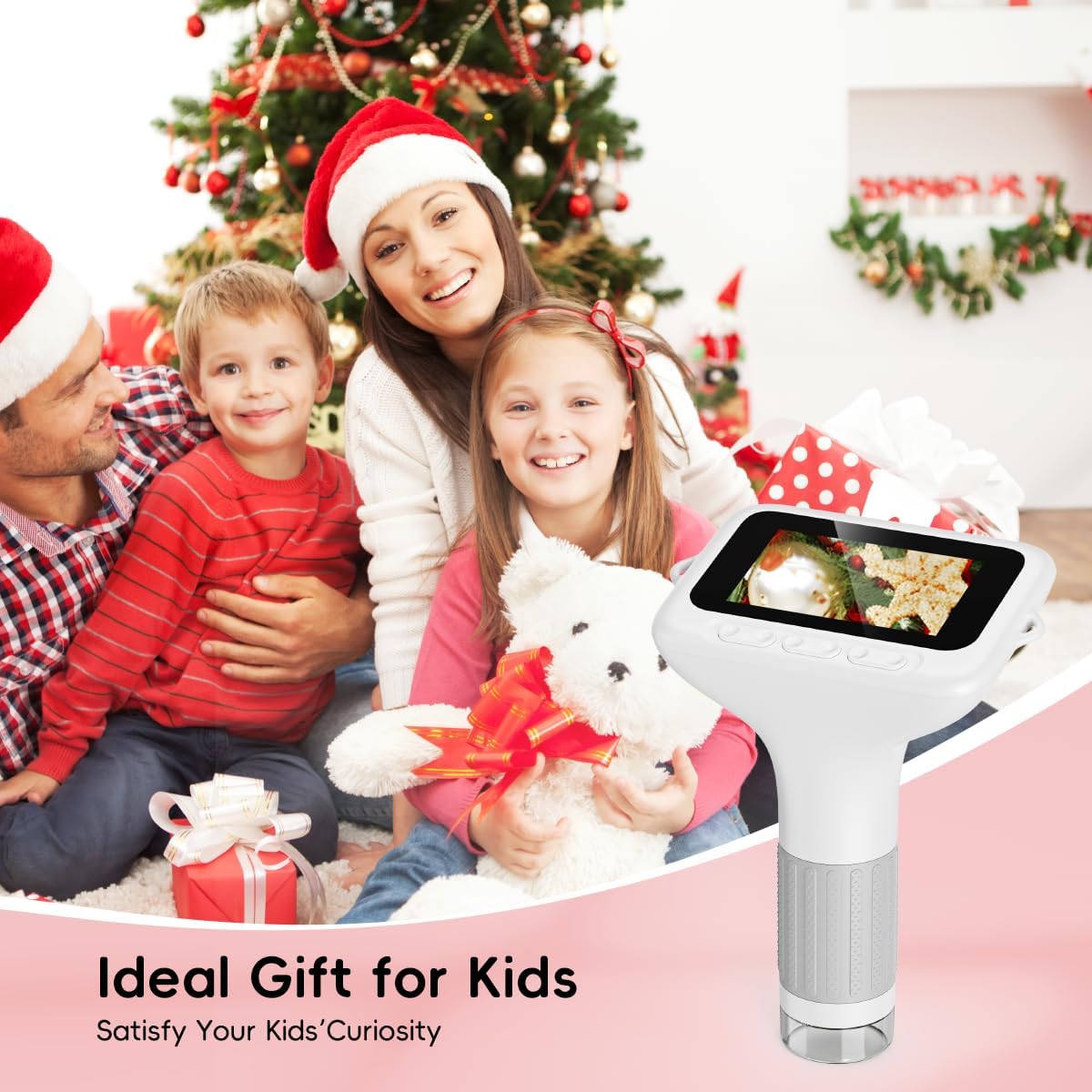 Microscope for Kids, 3'' Digital Handheld Kids Microscope with Adjustable Light, 1000X 1080P Pocket Portable Mini Micro Scope, Stem Toys for Ages 5-7 8-12 Teen Boys and Girls Educational Gifts, White