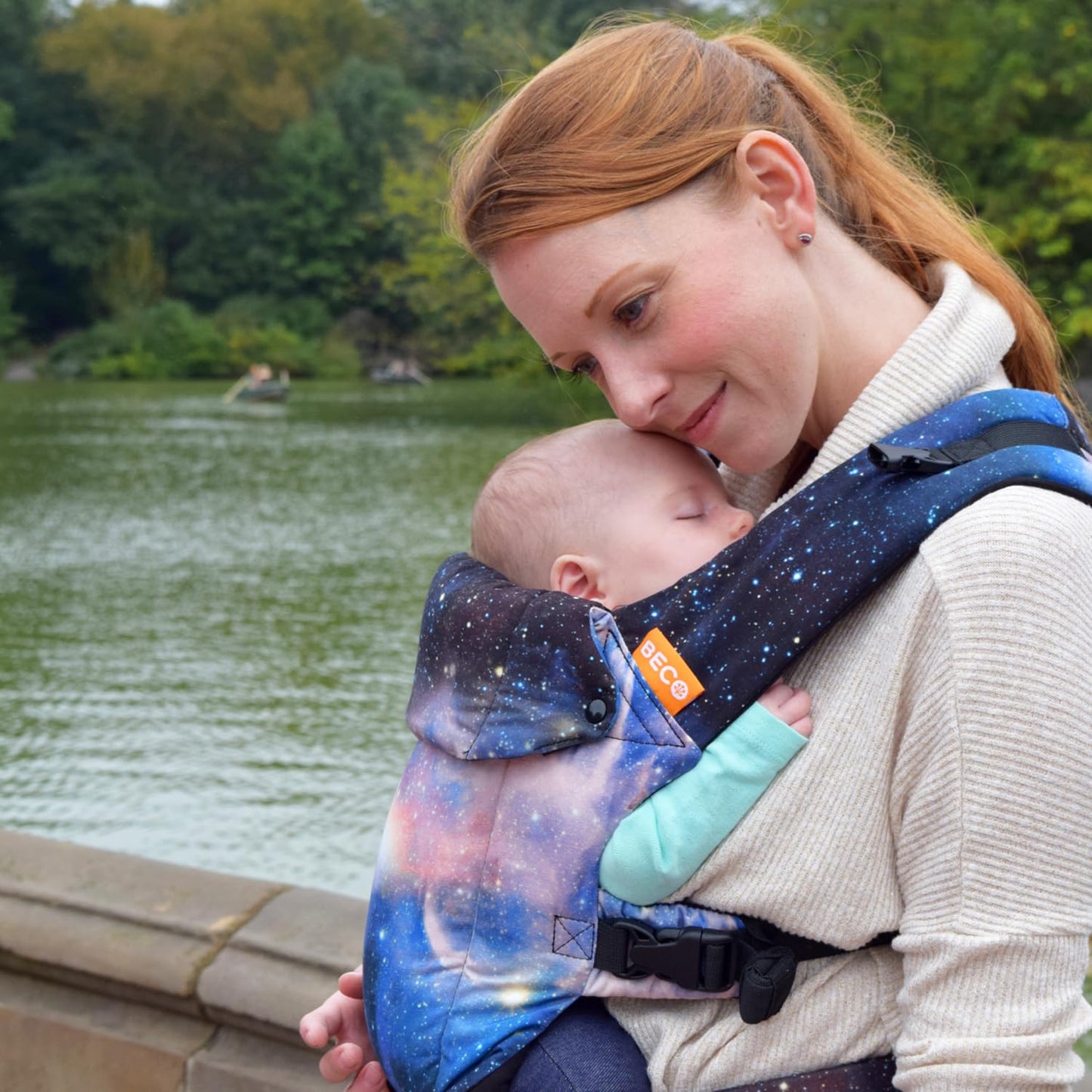 Beco Gemini Baby Carrier from Newborn to Toddler - Certified Ergonomic Newborn Baby Carrier for Infants and Children of 7-35 lbs - M Shape, Adjustable Seat, 100% Cotton (Carina Nebula)