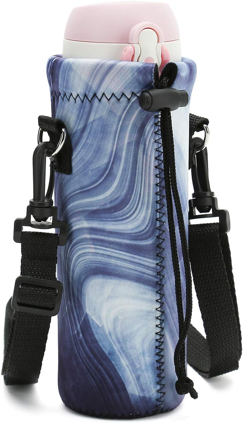 RICHEN Neoprene Water Bottle Carrier Bag with Adjustable Shoulder Strap,Insulated Water Bottle Cover for Stainless Steel/Glass/Plastic Bottles