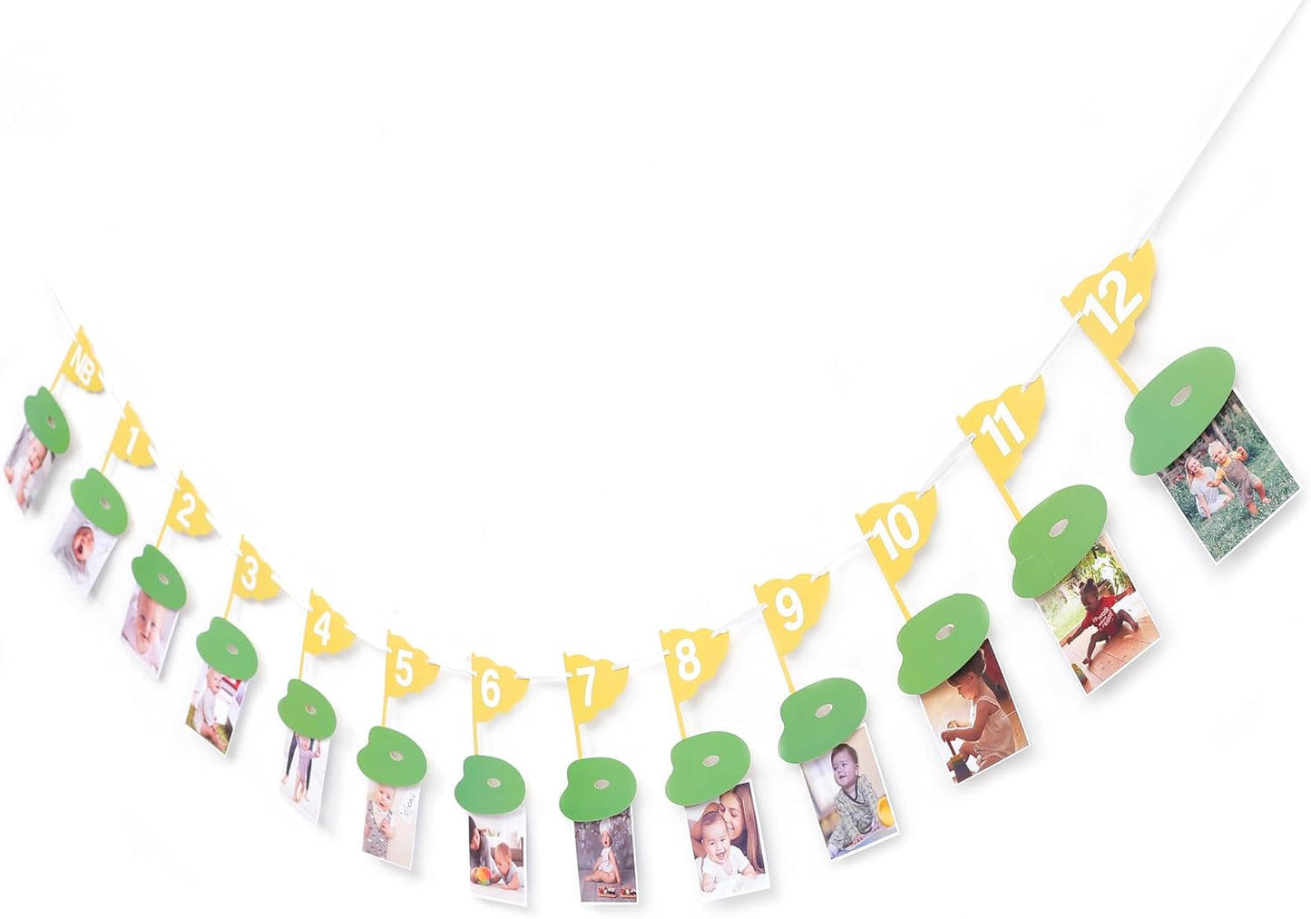 Golf 12 Monthly Photo Banner - Hole In One Monthly Photo Banner,Newborn To 12 Months Photo Banner,Baby's First Year Golf Themed Birthday, Milestone Banner Golf Monthly Photo Banner (yellow)