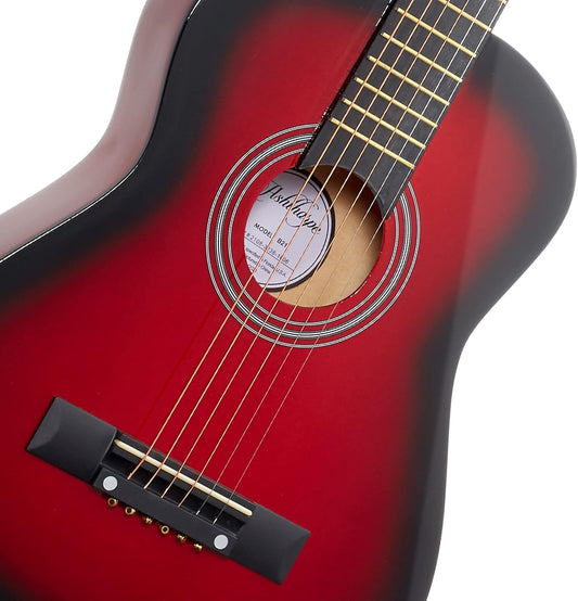Ashthorpe 30-inch Beginner Acoustic Guitar Package (Red), Basic Starter Kit w/Gig Bag, Strings, Strap, Tuner, Picks
