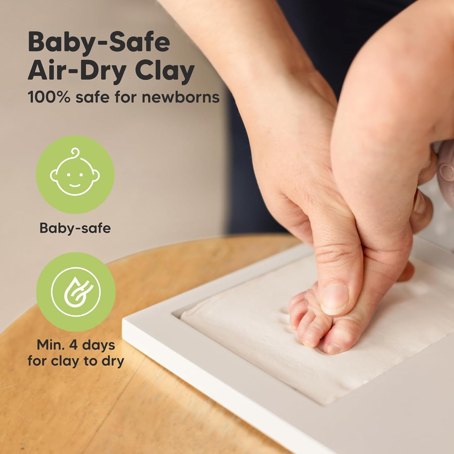 Baby Hand and Footprint Kit - Clay Handprint Keepsake Frame, Newborn Nursery Picture Frame, Personalized New Mom Gifts for Baby Shower & Registry (Cornflower)