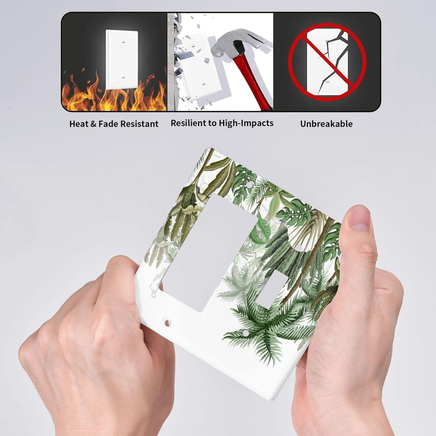 Palm Tree Banana Leaf Green Rainforest Natural Landscape Outlet Covers 1 Toggle 1 Rocker Combination Decorative Wall Plate Electrical Switch Plates Light Switch Cover Plate for Bed Room Living Room