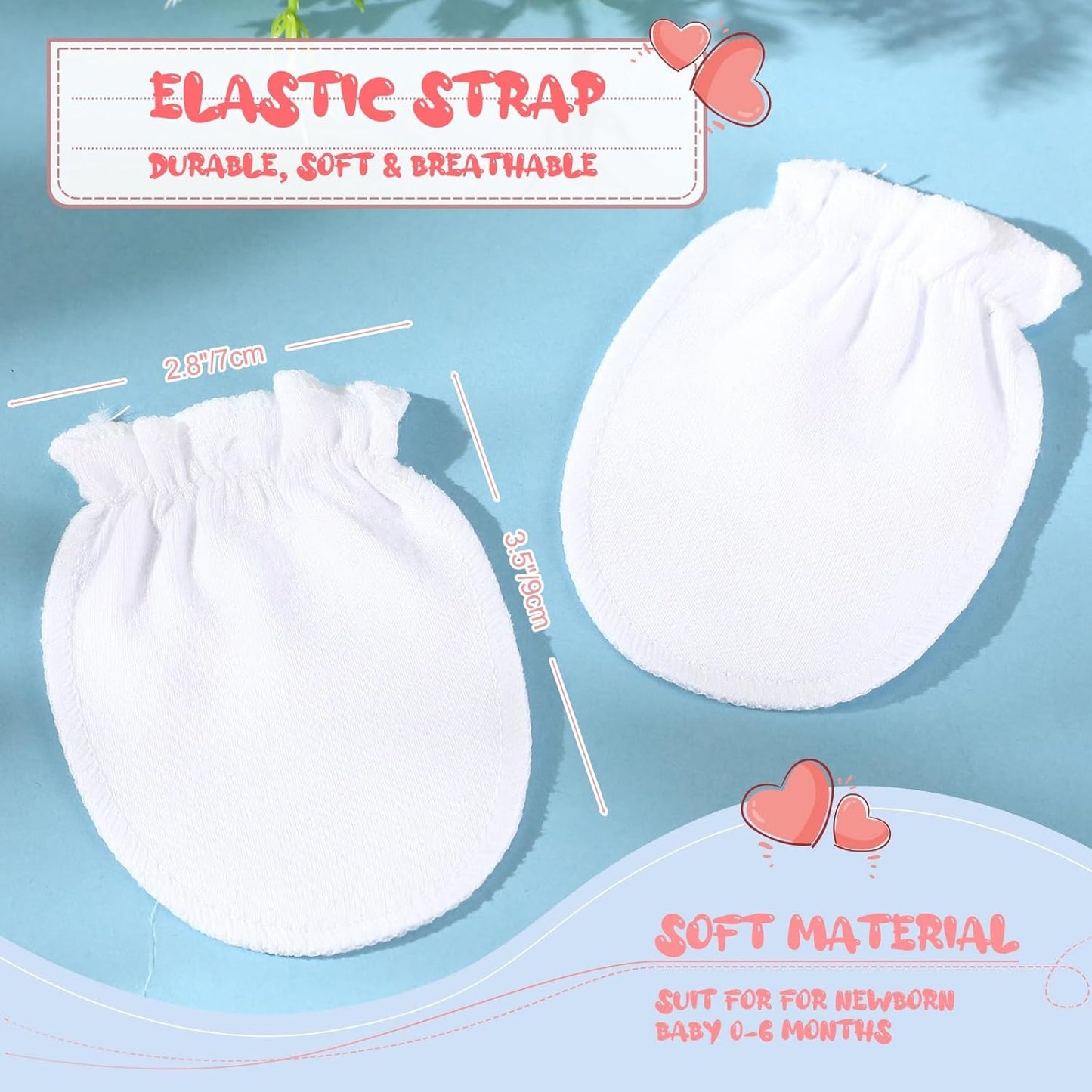 9 Pairs Newborn Baby Boys Girls Mittens 0-6 Months Infant Toddler Mittens No Scratch Solid Color Gloves