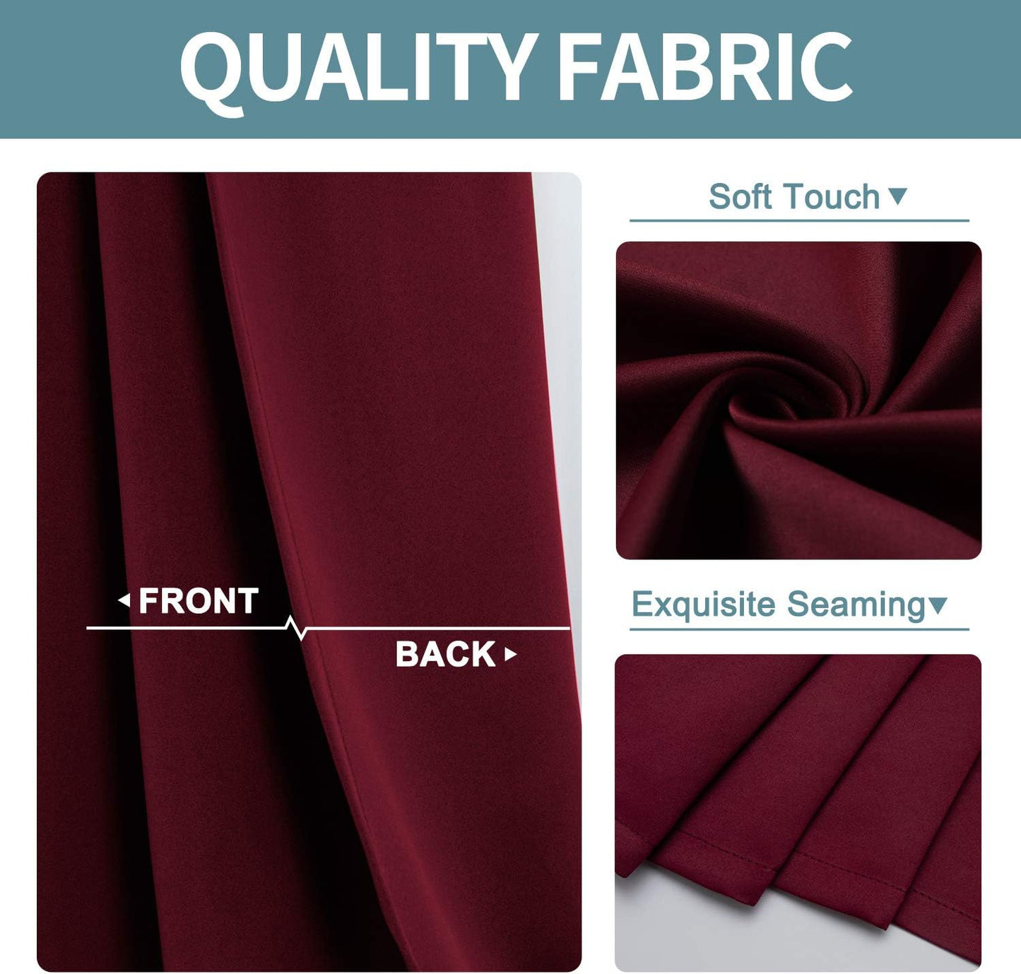 ChrisDowa Blackout Curtains 102 Inches Long 2 Panels Set for Living Room, Grommet Thermal Insulated Room Darkening Curtains for Bedroom (Burgundy Red, 52 x 102 Inch)
