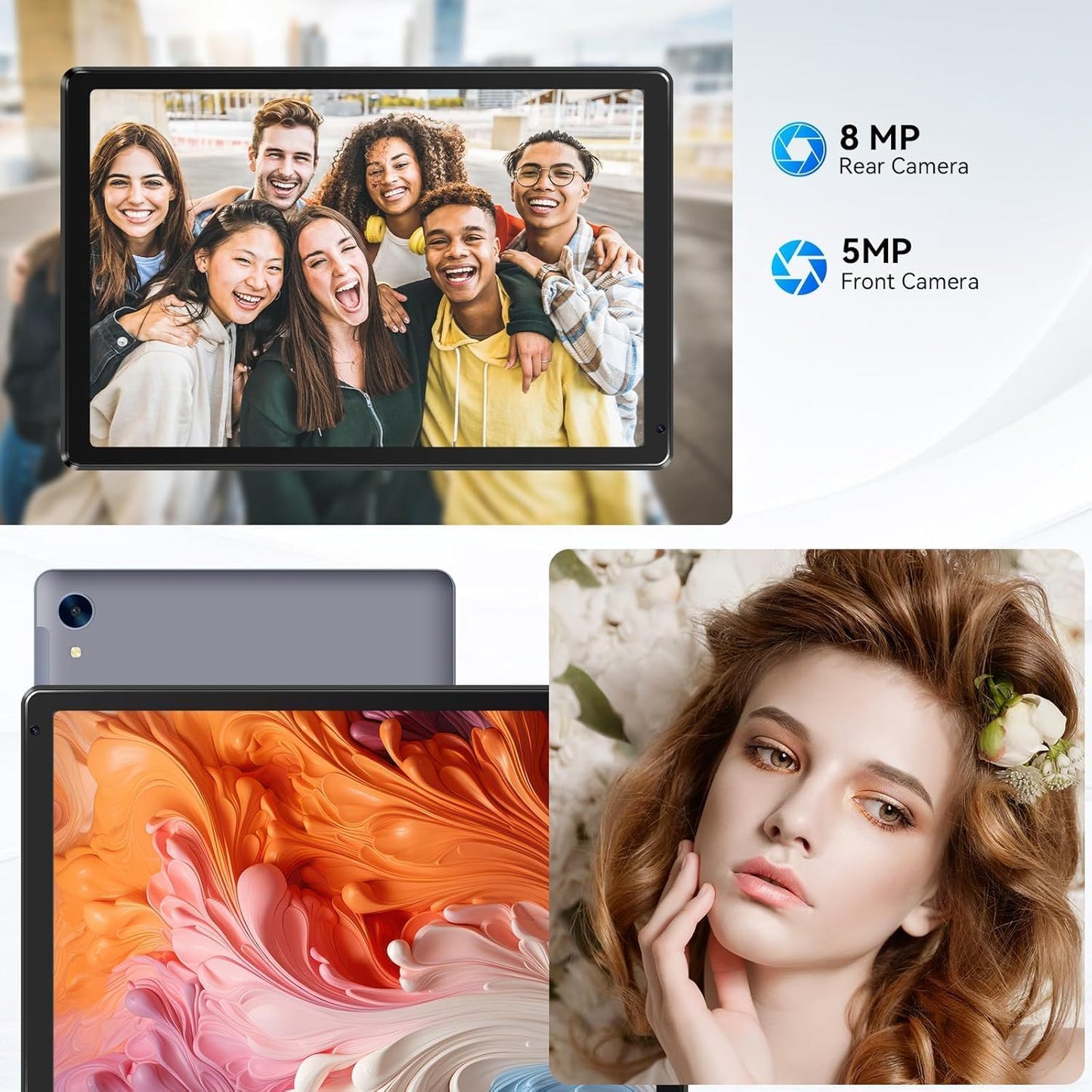 Android Tablet, 10.1 inch Tablets with 1280 * 800 IPS HD Touchscreen, Octa-Core Processor, 10(4+6) GB RAM 128GB ROM, 1TB TF Card Expandable, 5G/2.4G WiFi, BT 5.0,Dual Camera, 2025 US Version