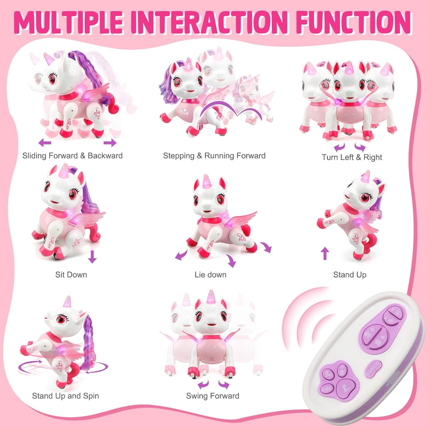 Unicorn Toys for Girls Age 4-6: Robot Pets for Kid Remote Control Robot Toy for Ages 5-7 Robot Toys for Kids 8-12 Birthday Gifts for 3 4 5 6 7 8 Year Old Girl, Pink