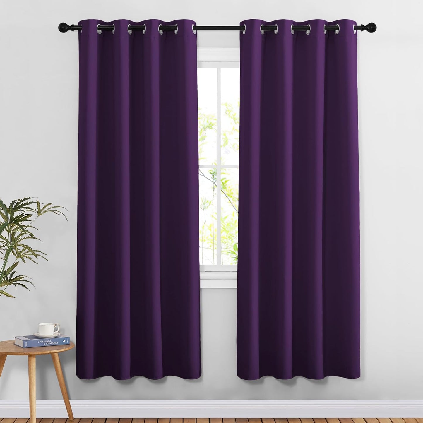 NICETOWN Royal Purple Doorway Curtains for Bedroom 78 inch Length, Grommet Privacy Light & Sound Reducing Room Darkening Window Treatments for Living Room, 2 Panels, W52 x L78